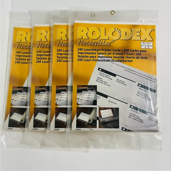 Rolodex Necessities 240 Laser Inkjet 2 1/4”X 4” Rolodex Printer Cards 67620 USA